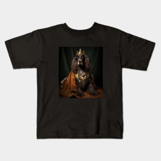 Gracious Black & Brown Basset Hound - Medieval Queen Kids T-Shirt